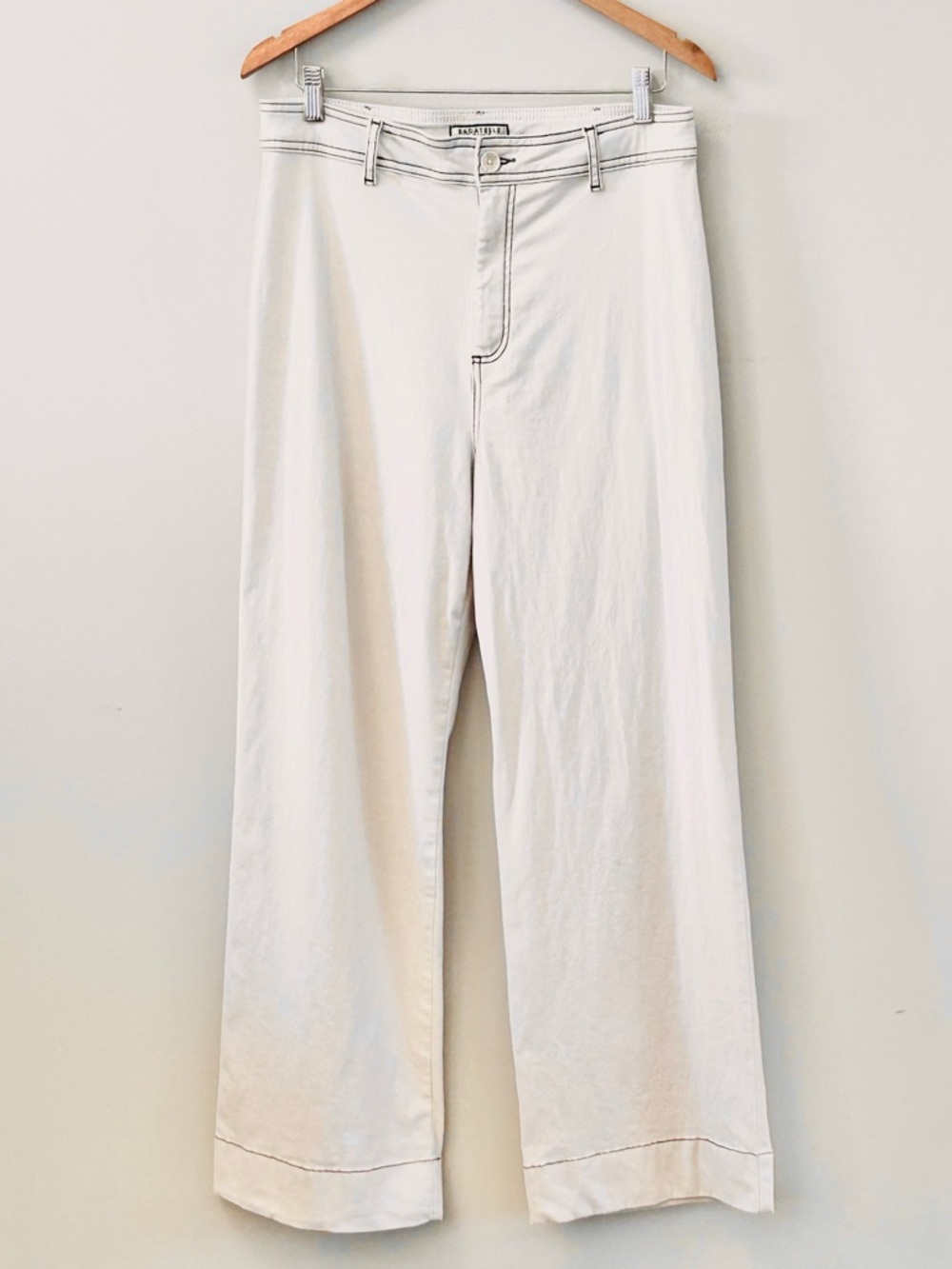 Bagatelle Wide Leg High Rise Pants Oatmeal Cotton Stretch Women’s 12 Like New